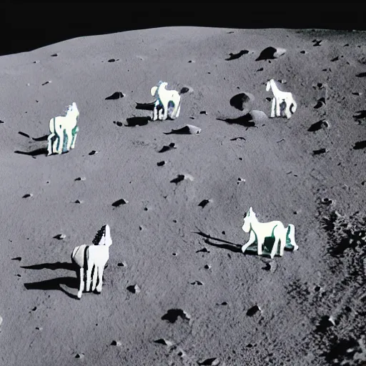 Prompt: unicorns on the moon