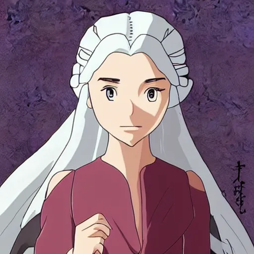 Prompt: Daenerys as an anime character from Studio Ghibli