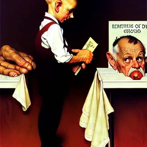 Prompt: ethos of ego, mythos of id. by norman rockwell, hyperrealistic photorealism acrylic on canvas, resembling a high - resolution photograph