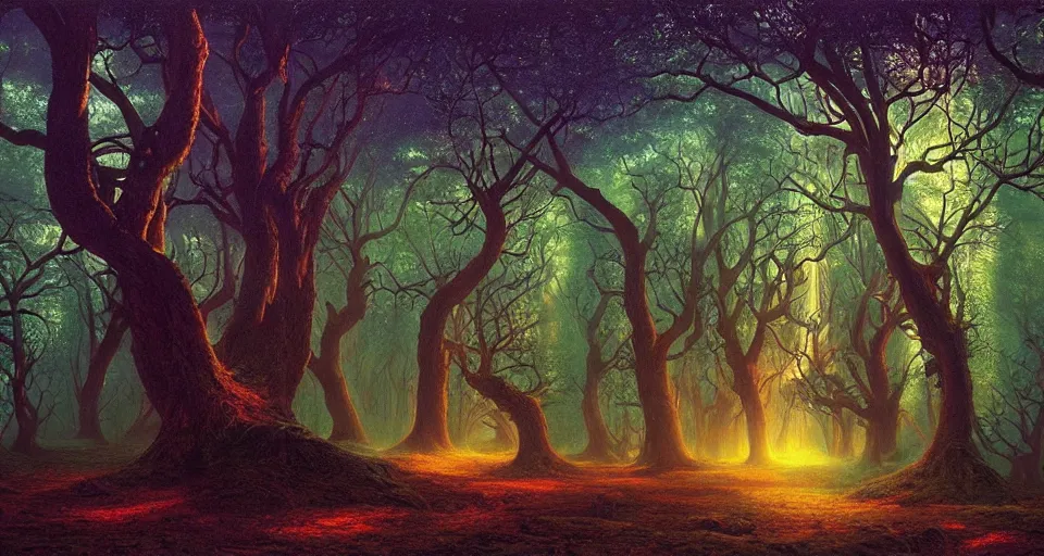 Image similar to Enchanted and magic forest, by David A. Hardy