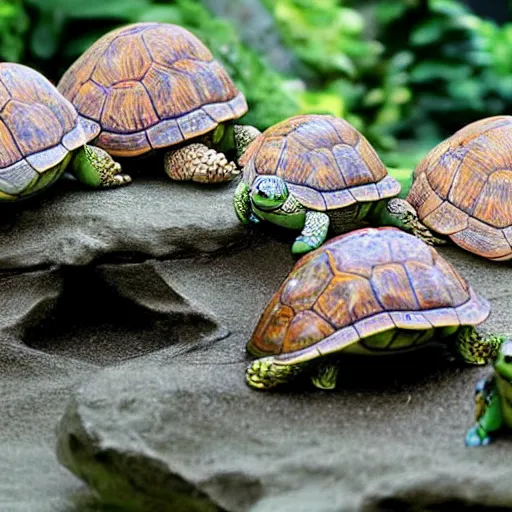 Prompt: a stack of turtles with!!!!!!!!! earth!!!!!!!! on top