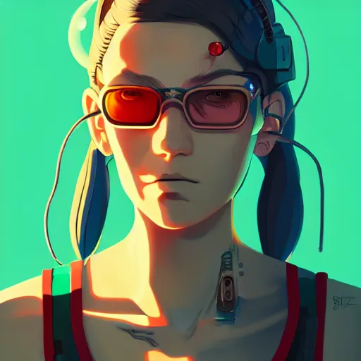 Image similar to portrait of a cyberpunk tattooed barmaid, artstation, elegant, highly detailed, digital painting, concept art, smooth, sharp focus, illustration, art by studio ghibli, fujita goro, atey ghailan, tom whalen, jean giraud 8 k