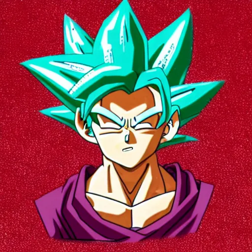 Image similar to goku translucent clear hair dressed up as a sushi