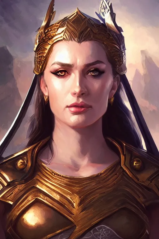 Image similar to amazon valkyrie athena, d & d, fantasy, portrait, highly detailed, headshot, digital painting, trending on artstation, concept art, sharp focus, illustration, art by artgerm and greg rutkowski and magali villeneuve