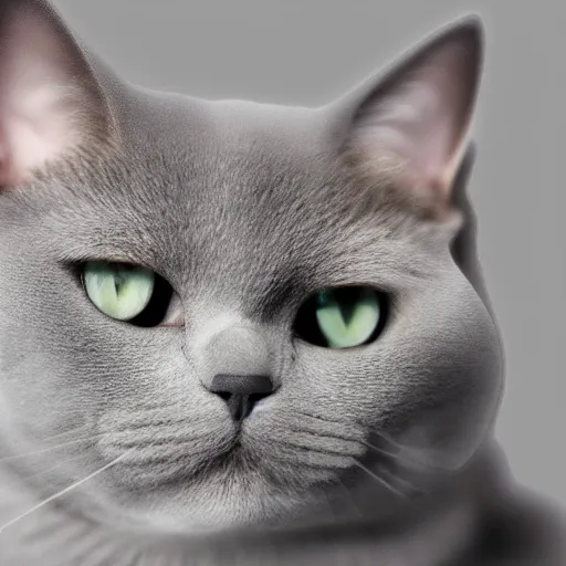 Prompt: a digital painting of a gray british shorthair cat
