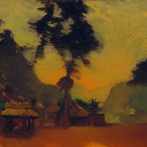 Image similar to Luang Prabang in the style of Henry Ossawa Tanner