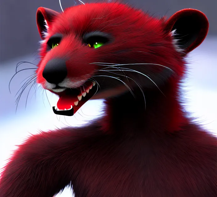 Image similar to furry - male - red - black - weasel - geistcaller - fursona uhd ue 5 visual novel pc game expressions, photorealistic