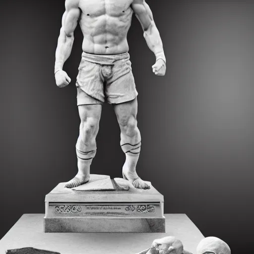 Prompt: connor mcgregor marble statue, stone, full-body, museum, photograph, realistic, 8k resolution,