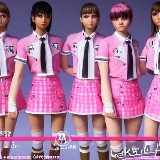 Prompt: pink and white seifuku uniform designed by dolce and gabbana, stylish, unreal engine, studio lighting, 4 k