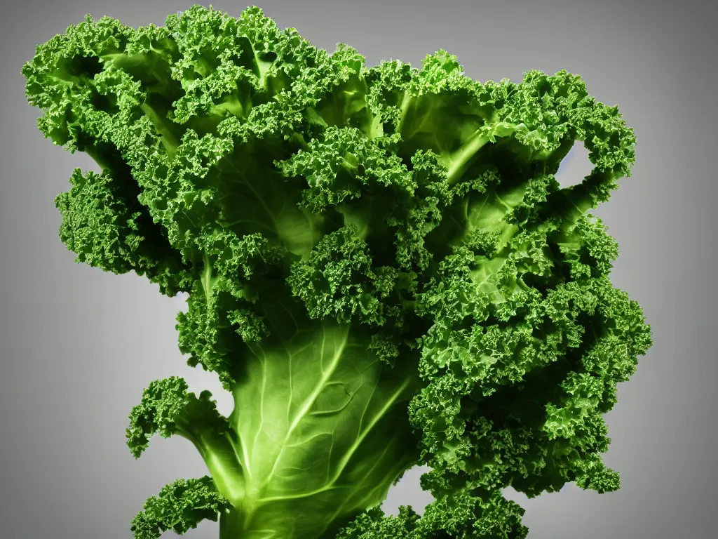 Image similar to highly detailed 3 d render of a raging mad angry kale character, as pizza topping, hyper realistic octane render, cinematic lighting, deviantart, lowbrow, surrealism, pixar still
