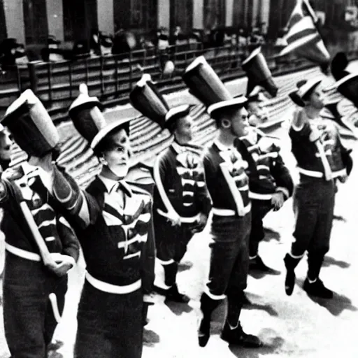 Image similar to minions in ss uniforms at the parade of the third reich during the great sweep,