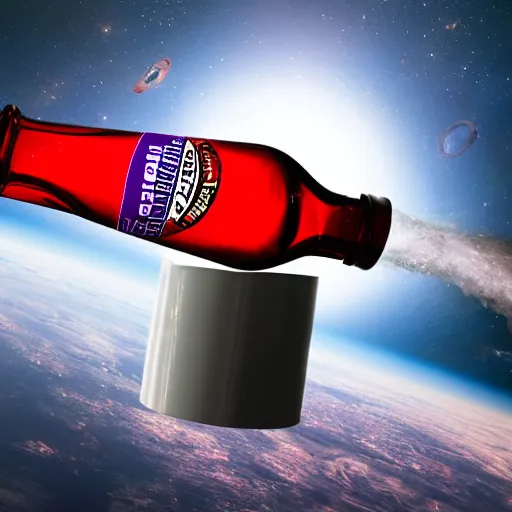 Image similar to Dr. Pepper bottle floating in space