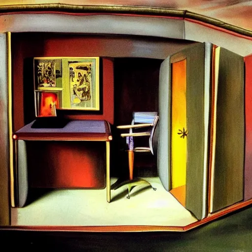 Prompt: an office cubicle painted by Salvador Dalí