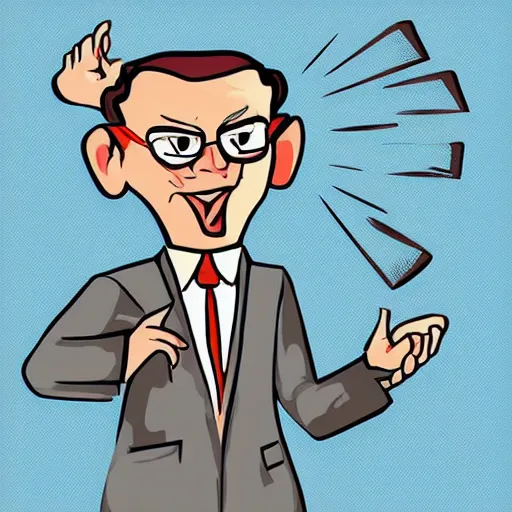 Image similar to old business executive officer in cartoonish comic style art