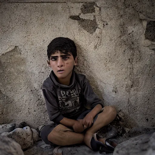 Image similar to palestina boys criend in mother tomb, extreme realistic image, unreal engine, hyperrealistic, very details, pulitzer award winner, extreme close up, photo by darwis triadi