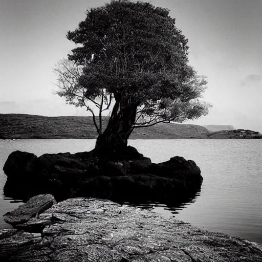 Prompt: nostalgia, melancholy, feeling blue, wandering across soft pebbles to a lost and forgotten island where many people are waiting for you