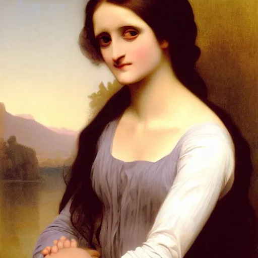 Image similar to painting of mary shelley. art by william adolphe bouguereau. during golden hour. extremely detailed. beautiful. 4 k. award - winning.