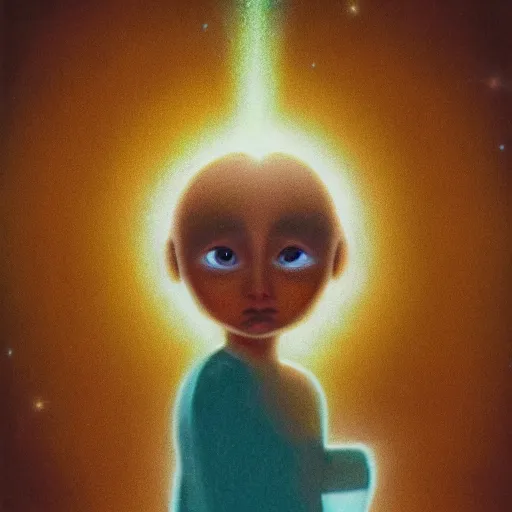 Image similar to ethereal poparoid portrait of a child creating a star