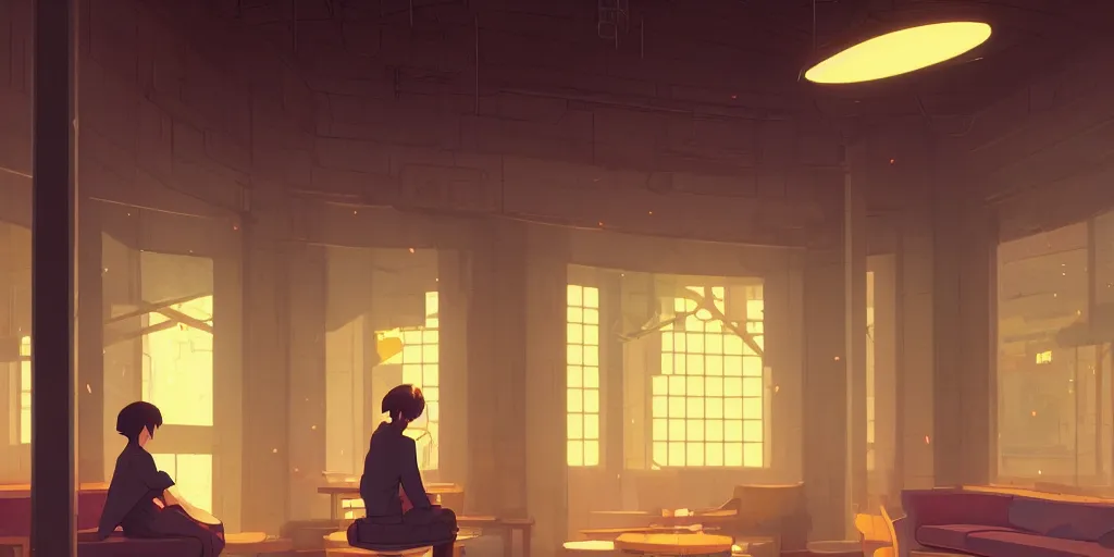 Prompt: arcade interior, lights, by cory loftis, makoto shinkai, hasui kawase, james gilleard, beautiful, serene, peaceful, lonely, golden curve composition