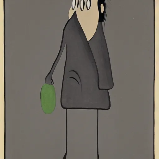 Image similar to A character by Charles Addams and Milton Avery