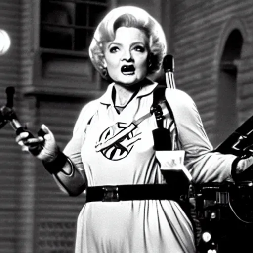 Image similar to stunning awe inspiring betty white as a ghostbuster in the movie ghostbusters, movie still 8 k hdr atmospheric lighting