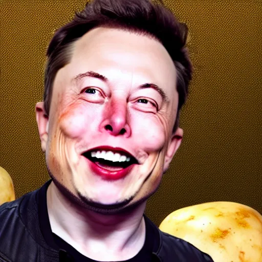 Prompt: a surprised elon musk as a youtube influencer reacting to a potato, highly detailed, photography, 4 k, cinematic lighting