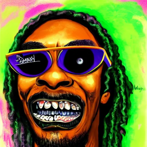 Prompt: a snoop dogg wearing sun glasses tennis ball monster, snoop dogg tennis ball head, monster teeth, colorful, chalk digital art, fantasy, magic, chalk, trending on artstation, ultra detailed, professional illustration by basil gogos