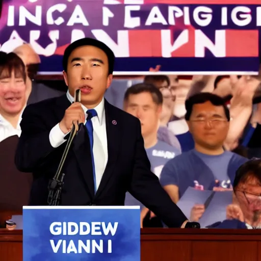 Prompt: Andrew Yang reelected galactic emperor (REUTERS) 2040