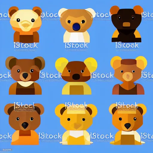 Prompt: vector art lowpoly style cubist cute teddy bears