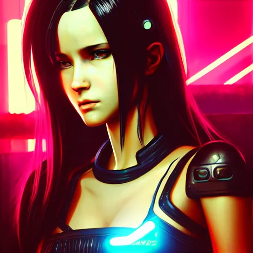 Image similar to beautiful cyberpunk 2 0 7 7 female character, futuristic, art by ilya kuvshinov, strong strokes, photo of asuna from sao, intricate, elegant, sharp focus, illustration, highly detailed, digital painting, trending on artstation, award winning, concept art, sharp focus h 8 0 0