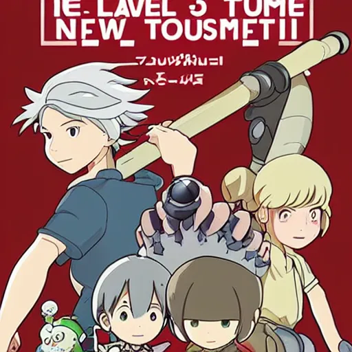 Prompt: level 5 new game coverart with studio ghibli