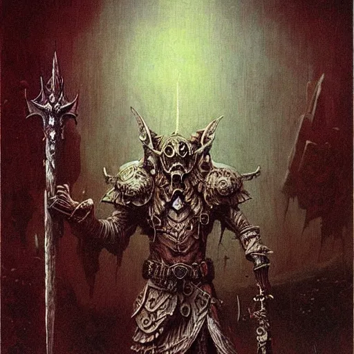 Image similar to warhammer fantasy dark elf, warhammer fantasy art, beksinski