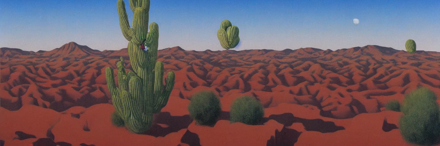 Prompt: arizona painted desert painting magritte