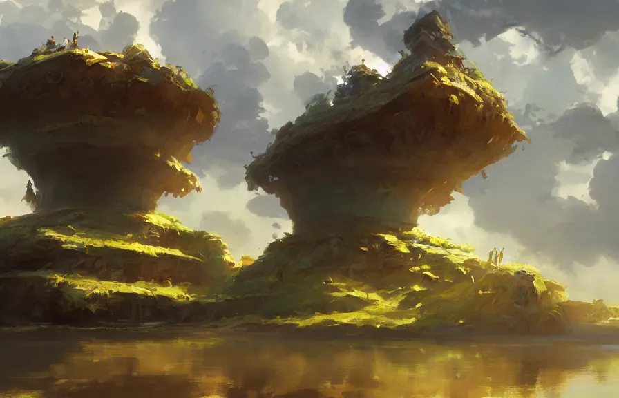 Image similar to greg manchess concept art of a the floating island dimension, key visual, ambient lighting, highly detailed, digital painting, artstation, concept art, sharp focus, by makoto shinkai and akihiko yoshida and hidari and wlop and greg rutkowski