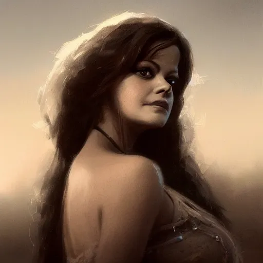 Image similar to closeup portrait of a young claudia cardinale, dramatic light, gorgeous view, depth, high detail, digital art, painted by greg rutkowski and seb mckinnon, by tim burton, trending on artstation