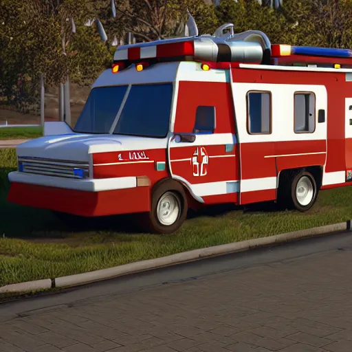 Image similar to big chungus meme, anthropomorphic ambulance shaped like big chungus, fat bugs bunny shaped ambulance, highly detailed 3 d render, unreal engine 5