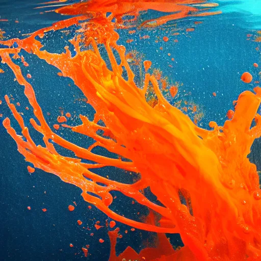 Prompt: orange, splash underwater! photoshop edit, golden ratio