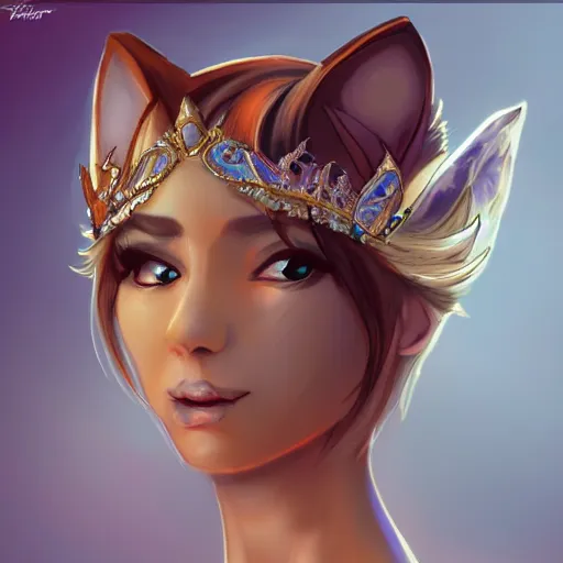 Image similar to tiara, fox wearing a tiara, fantasy art, artstation