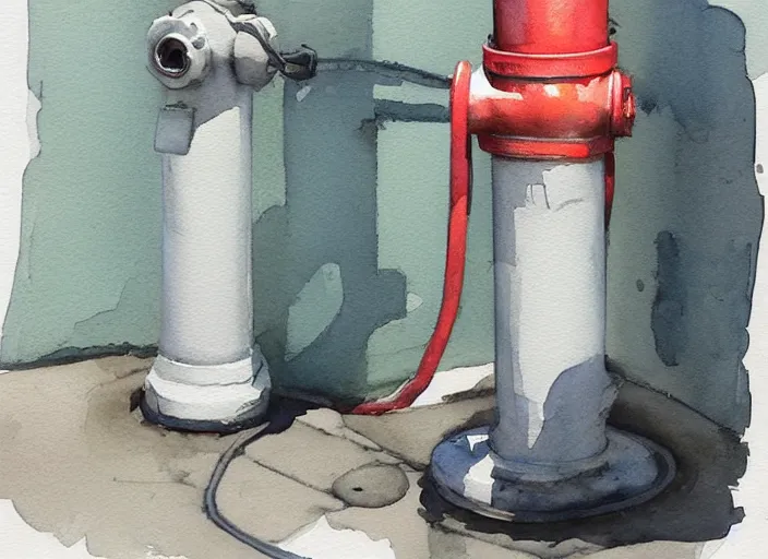 Image similar to concept art of a hydrant, pinterest, artstation trending, behance, watercolor, by coby whitmore, silver, laser light,