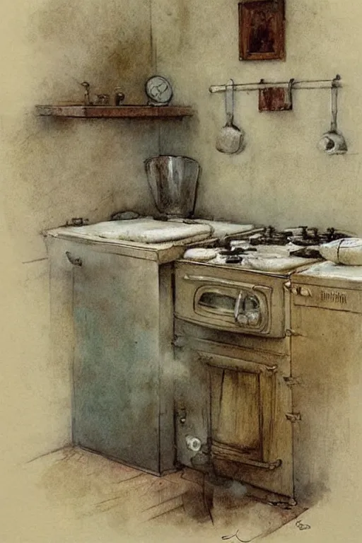 Image similar to ( ( ( ( ( 1 9 5 0 s kitchen. muted colors. ) ) ) ) ) by jean - baptiste monge!!!!!!!!!!!!!!!!!!!!!!!!!!!