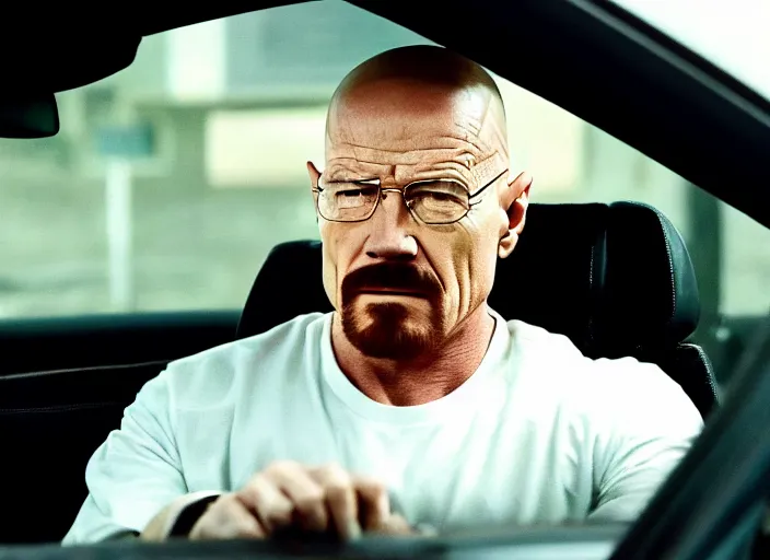 Image similar to film still of walter white as dominic toretto in furious 7 movie ( 2 0 1 5 ), 8 k