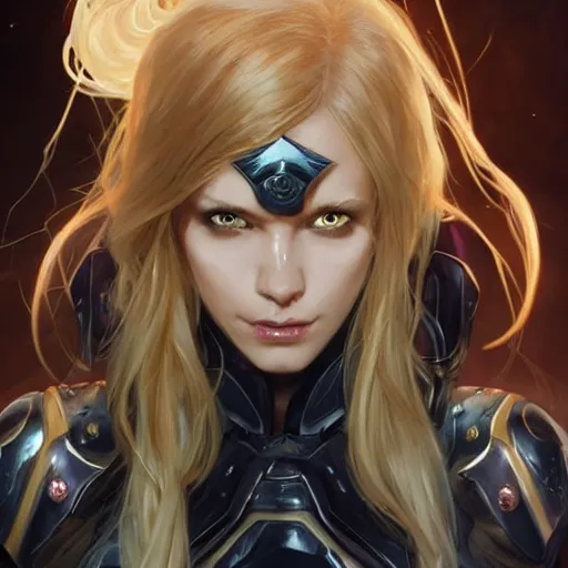 Image similar to barbara gordon in destiny warlock armor, beautiful face!!!!, 2 7 years old, long blonde hair, cg animation, realistic, character select portrait, by artgerm, greg rutkowski, alphonse mucha, 3 d