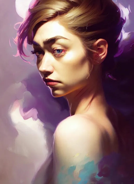 Image similar to side portrait, imogen poots, paladin, gloomhaven, organic painting, hard edges, luminescent, by greg manchess, huang guangjian, gil elvgren, sachin teng, greg rutkowski, jesper ejsing, rhads, ilya kuvshinov, cushart krenz