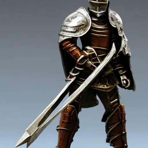 Image similar to a fantasy crusader knight in a broken down chapel holding a sword