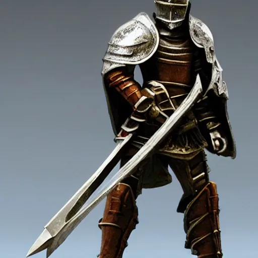 Prompt: a fantasy crusader knight in a broken down chapel holding a sword
