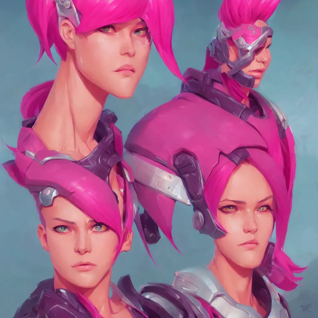 Image similar to female paladin with bright pink mohawk, portrait, behance hd artstation by jesper ejsing by rhads, makoto shinkai and lois van baarle, ilya kuvshinov, ossdraws