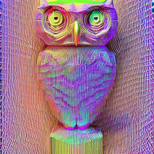 Image similar to symetrical grainy radiating stream cube owl rainbow baluster amarone, by henriette grindat and ilya kuvshinov and walt disney, rococo, rendered in cinema 4 d, # micro
