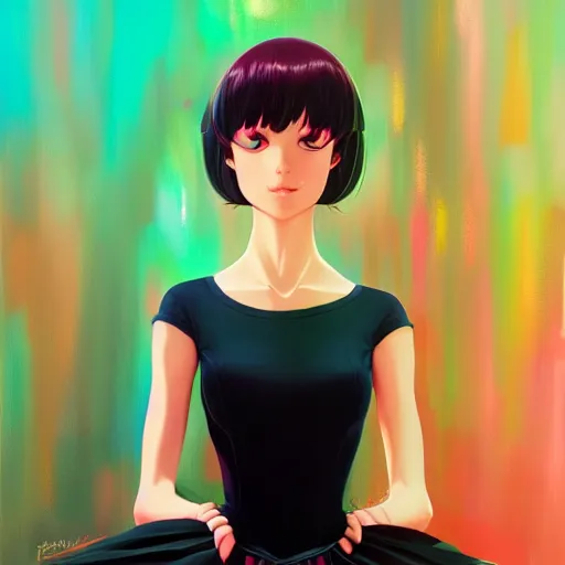 Prompt: portrait of a beautiful girl with dark hair dressed as a ballerina, rich vivid colors, ambient lighting, dynamic lighting, 4 k, hq, official media, anime key visual, makoto shinkai, ilya kuvshinov, lois van baarle, rossdraws, detailed, trending on artstation