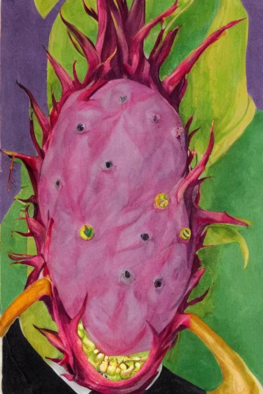 Prompt: portrait of boris johnson as a dragon fruit