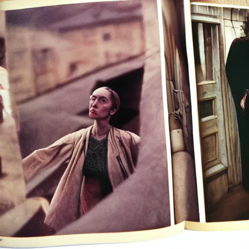 Prompt: 3 5 mm color photography, beksinski and fritz lang and annie liebovitz, vogue shoot